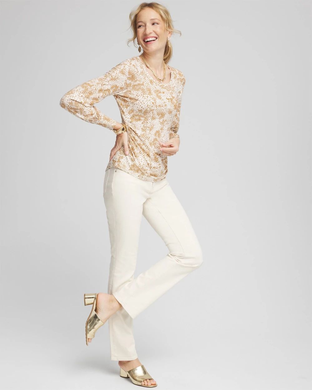 Touch of Cool™ Snake Shirred Layering Tee | Chico's